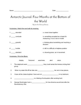 journeys antarctic journal comprehension questions