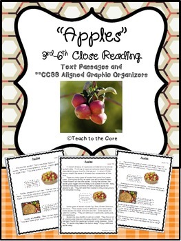 Preview of "Apples" 3rd-6th *CCSS Aligned* Close Reading Text Passages/Graphic Organizers