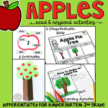 Preview of Apples: Reading Comprehension, Writing and Craftivities