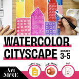 Art Lesson || Watercolor Cityscape Elementary Art Project