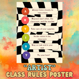 "Artist" Classroom Rules-Class Expectations-Retro Groovy P