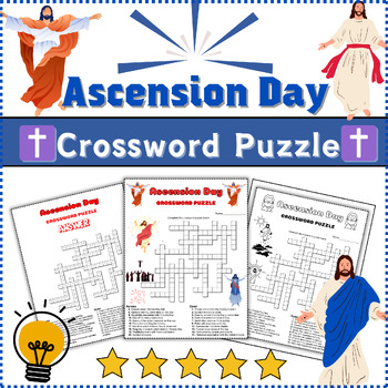Preview of ⛪ Ascension Day ⛪Crossword Puzzle Activity Worksheet Game Color⭐B/W⭐No Prep⭐