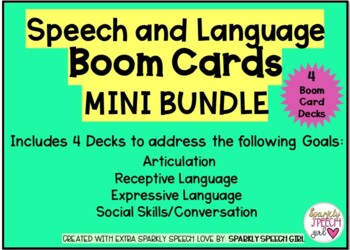 Preview of Speech and Language Skills BOOM CARDS MINI BUNDLE: 4 Decks Included