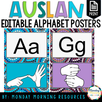 Preview of Auslan Alphabet Posters - Australian Sign Language - Bright Dot Theme
