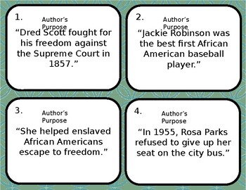 Preview of (Author's Purpose) Black History Task Cards and Organizer [BUNDLE]
