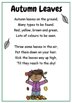 'Autumn Leaves' (AABB Poem with worksheets) by Nettie's Teacher Basket