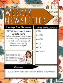 Preview of Fall/Autumn Newsletter Templates - Editable