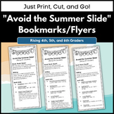 " Avoid the Summer Slide " Summer Bookmarks  (EDITABLE Goo