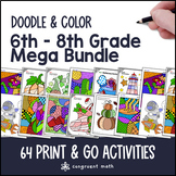 6th - 8th Grade Doodle Math Worksheets | Twist on Color by
