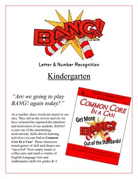 Preview of "BANG!" Kindergarten Letter & Number Recognition Game Common Core