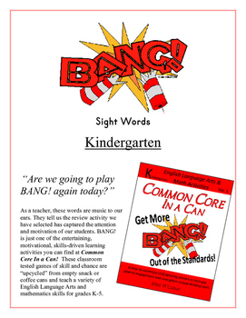 Preview of "BANG!" Kindergarten Sight Words CCSS Game