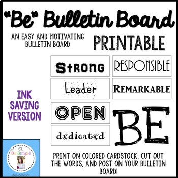 "BE" Bulletin Board Printables by Oh So Simple ELA | TpT