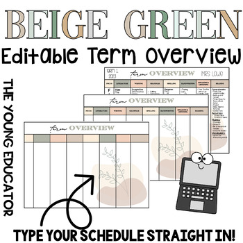 Preview of 'BEIGE GREEN LEAF' EDITABLE TERM CURRICULUM OVERVIEW