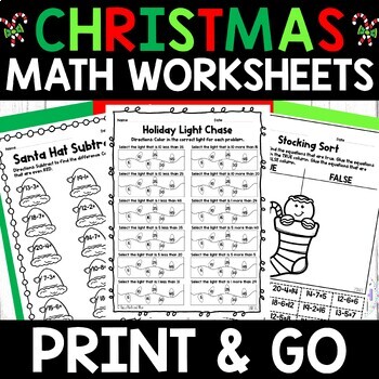 #BFTPT2 Christmas Math Worksheets & No Prep Activities for first & 2nd ...