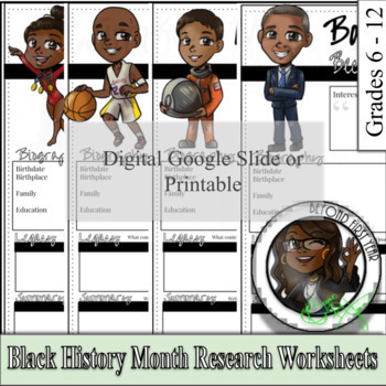 Preview of [BFY] Black History Month Research Worksheets