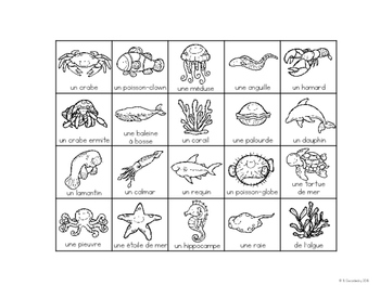 Bingo Les Animaux Marins A Vocabulary Review Game By La Classe De Mme Bena