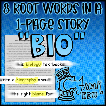 Preview of "BIO" Root Words Story: Find Greek/Latin Root Words in Text!