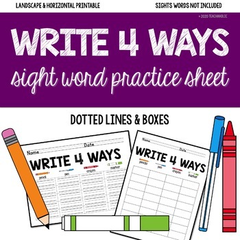 Preview of **BLANK PRACTICE SHEETS FOR SIGHT WORDS/SPELLING WORDS** Write 4 Ways
