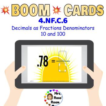 Preview of *BOOM Cards*  Decimals as Fractions Denominators 10 and 100