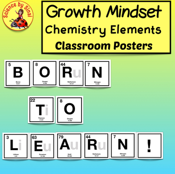 Preview of "BORN TO LEARN" Bulletin Board Chemistry Elements Decor Secondary Middle School