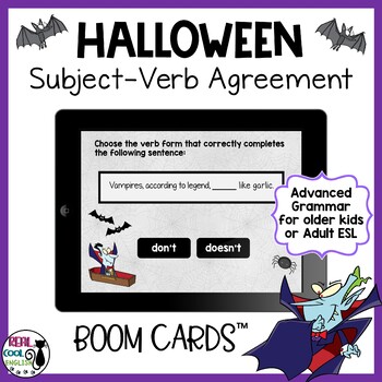 Preview of Halloween Subject-Verb Agreement Boom Cards Advanced Grammar