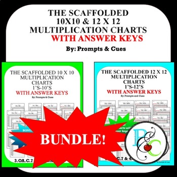 Preview of *BUNDLE* 10x10 AND 12x12 Scaffolded Multiplication Charts 3.OA.C.7 & 4.OA.1