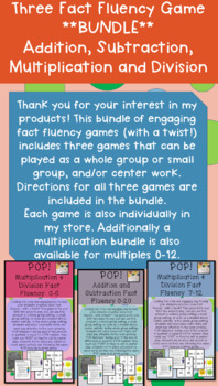 Preview of *BUNDLE* - 3 Fact Fluency Games - Addition Subtraction Multiplication & Division