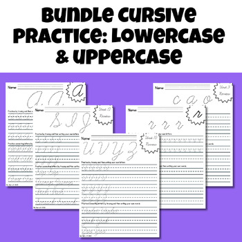 **BUNDLE** 3rd Grade Cursive Writing Tracing Practice: Lowercase ...