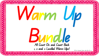 Preview of ***BUNDLE *** 6 Levelled Count on/back warm ups ACARA/ C2C/ CCSS aligned