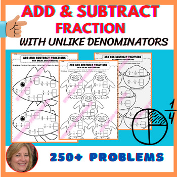 Preview of (BUNDLE) Adding & Subtracting fractions Unlike denominator &  Mixed Numbers etc