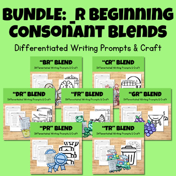 Preview of **BUNDLE** Beginning Consonant R Blend Phonics Writing Craftivity - Crafts