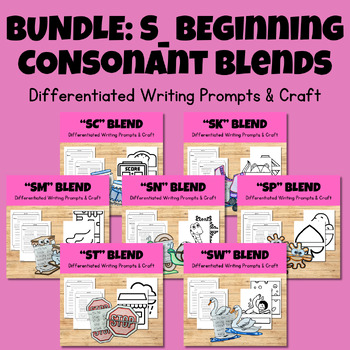 Preview of **BUNDLE** Beginning Consonant S Blend Phonics Writing Craftivity - Crafts