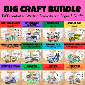 Preview of **GROWING BUNDLE** Holiday/Seasonal Craftivities -Differentiated Writing Prompts