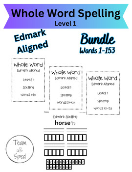 Preview of *BUNDLE*  (Level 1 Aligned) Whole Word Spelling Words 1-153