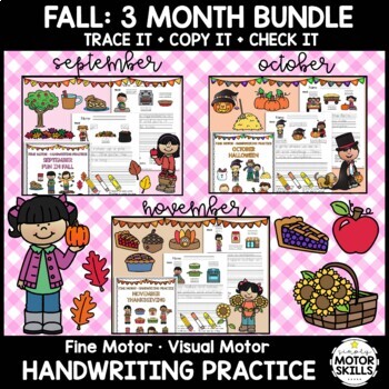 Preview of *BUNDLE* FALL • Sep Oct Nov • Trace Copy Check • Handwriting Packets