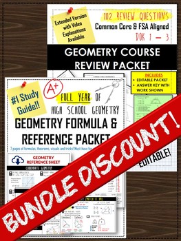 Preview of (BUNDLE) FULL YEAR GEOMETRY Review Packet & Reference/Formula Packet