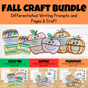 Preview of **BUNDLE** Fall/Autumn Writing and Craft Activities (Crayon, Apple, Pumpkin)