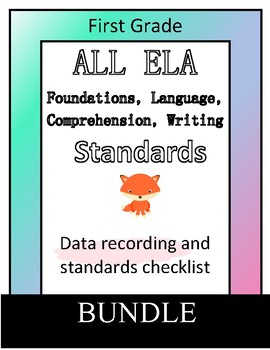 Preview of First Grade ELA Reading & Writing Standards Checklist & Assessment Data{BUNDLE}