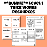 **BUNDLE** First Grade Trick Words Sight Words Resources  Level 1