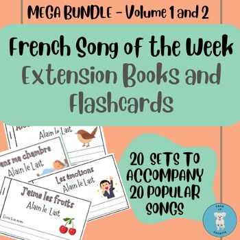 Preview of **BUNDLE*French Song of the Week Extension Books and Flashcards *Volume 1 and 2