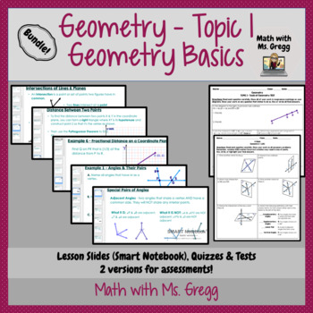 Preview of *BUNDLE* Geometry - Topic 1 Geo Basics *BUNDLE* (SMART NB slides & Assessments)