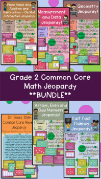 Preview of ***BUNDLE*** Grade 2 Common Core Math Jeopardy | SIX Games + Bonus Included!!