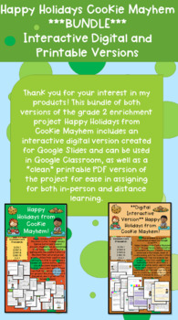 Preview of **BUNDLE** Grade 2 Holiday Graphing Math Enrichment | Holiday Cookie Mayhem
