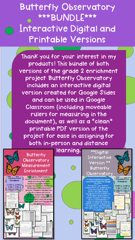 Preview of **BUNDLE** | Grade 2 Measurement Math Enrichment | Butterfly Observatory