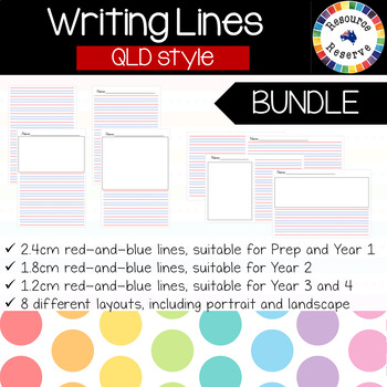 Preview of {BUNDLE} Handwriting Lines - Queensland style {Prep, Year 1, Year 2, Year 3/4}