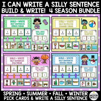 Preview of *BUNDLE* I CAN WRITE SILLY SENTENCES - Build and Write - 4 Seasons