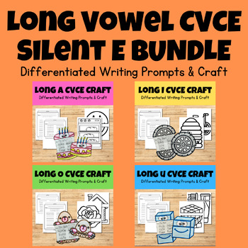 Preview of **BUNDLE** Long Vowel Silent E Phonics Writing Craftivity - Magic E Crafts