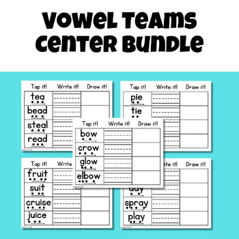 Preview of **BUNDLE** Long Vowel Teams Center (Tap it, Write it, Draw it)