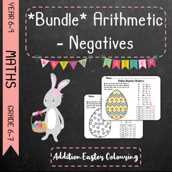 Preview of *BUNDLE* Negative Arithmetic - Addition Easter Colouring *BUNDLE*