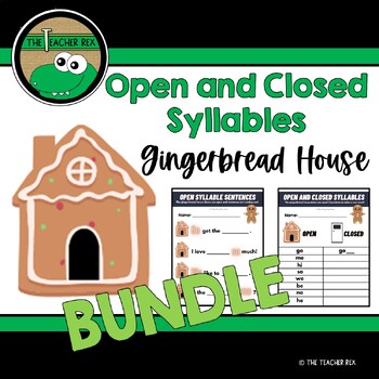 Preview of *BUNDLE* Open and Closed Syllables - Christmas Gingerbread Worksheets and Video